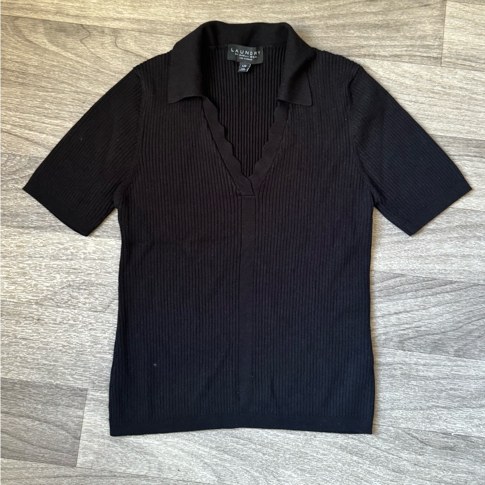 Laundry By Shelli Segal Charcoal‎ Ribbed Knit Top